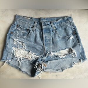Levi's 501 Blue Jean Distressed Shorts